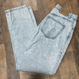 Cotton On Light Blue Patterned Straight Leg Jeans